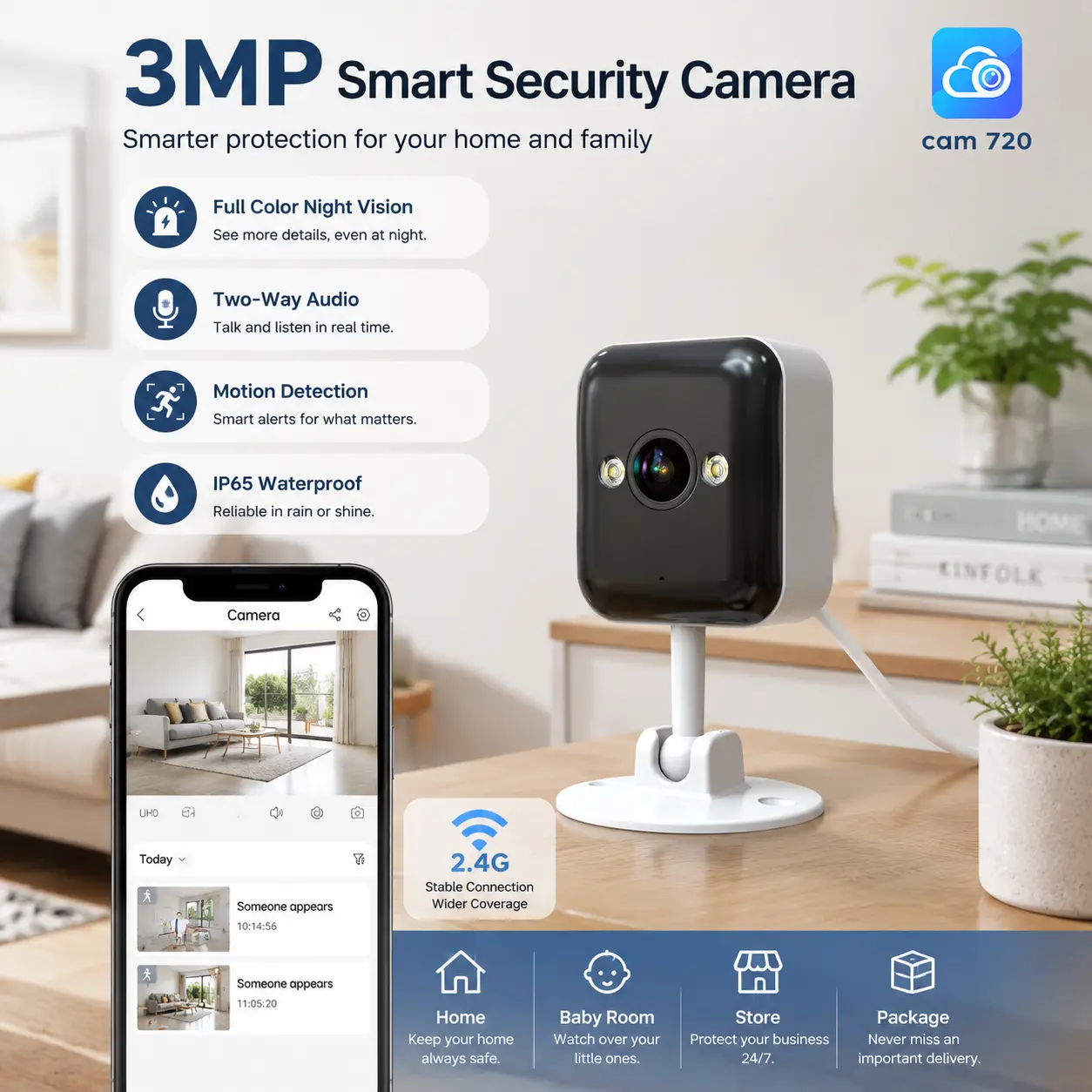 Jooan Cam A6M-U Scurity Camera , Indoor&Outdoor Camera, Color Night Vision, 24/7recording, Wifi&Hotspot Connection, SD Card&Cloud Playback, Waterproof Cameras,mini camera,Remote cctv