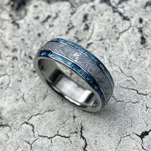 Blue thread inlaid ring for men, suitable as a gift for birthday, valentine's day, father's day