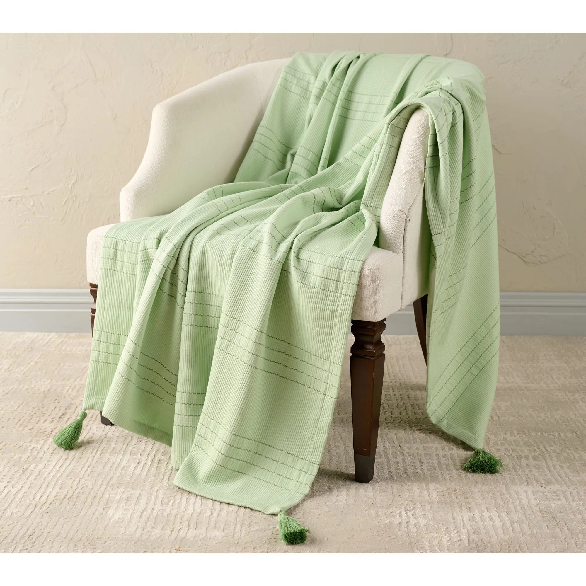 Northern Nights Striped 60x70 Throw w/ Tassels and Gift Box