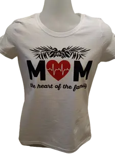 MOM T-Shirt "Mom, The Heart of The Family" Cotton Womenswear Feminine Mother