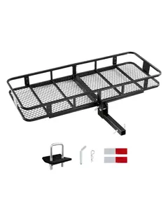 【fathersdaygift】VEVOR 60" x 24" x 6", Hitch Cargo Carrier, 500 lbs Capacity Hitch Cargo Carrier with Nighttime Reflective Reminder, Folding Hitch Mount Cargo Carrier with Hitch Stabilizer, Fit for SUVs