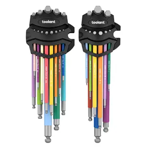 toolant Allen Wrenches Sets 22pcs(Metric&SAE), Extra Long Arm Allen Key Set with Ball End, Crafted Hex Key Set with Color Coded Sleeves, Unique Patented Holder Design for Magnetizing and Demagnetizing