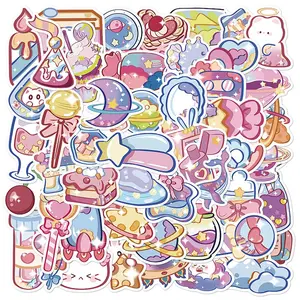 Cute Cartoon Pattern Design Sticker, 50pcs/set Colorful Self Adhesive Decor Paper, Diy Sticker, Decor Sticker for Gift Greeting Card Water Bottle Laptop Phone