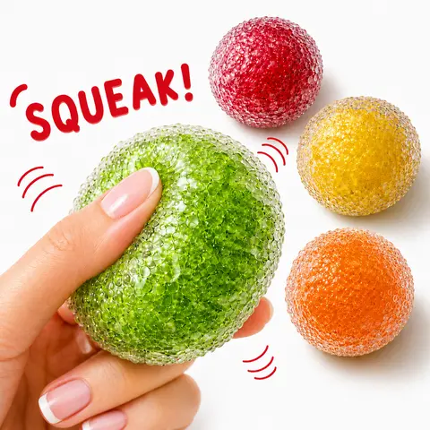 Crunchy Glitter Squishy Stress Ball - TPR Snowcrunch ASMR Sensory Fidget Toy, Crunchy ASMR Stress Ball for Anxiety Relief, ADHD Management, Deep Focus & Calming Distraction