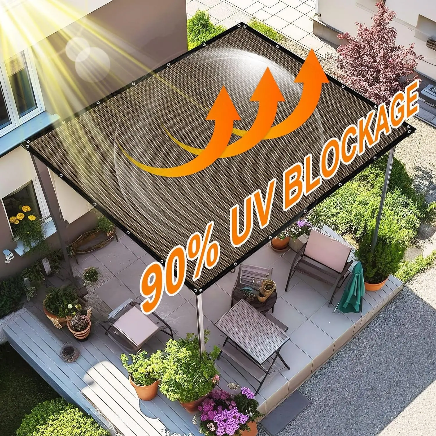 Sun Shade Cloth Outdoor Patio Mocha Pergola Shades Cover Privacy Screen UV Block Porch Screens Canopy for Patio Outside Outdoor