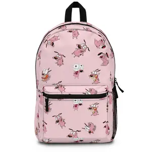 Pink Courage the Cowardly Dog Backpack With Name Tag Inside, Back to School, Teen Girl Backpack, Girls Backpack, Cowardly Dog School Bag