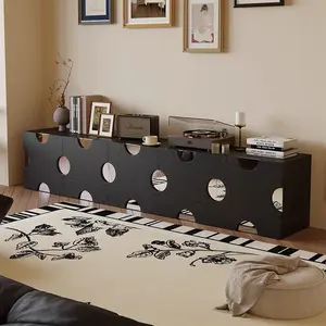 Black Combination TV Wood Cabinet Furniture Living Room