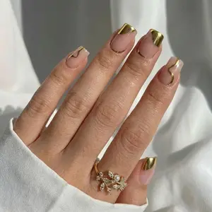 Golden Hour Square Nails - Press On Nails