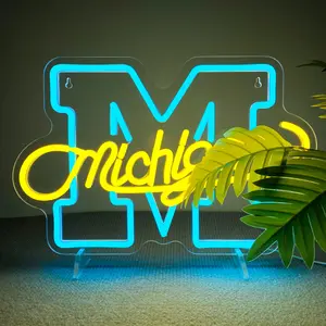 Michigan Neon Sign, University Of Michigan Neon Sign, Michigan Neon Sign, Michigan Wall Decor, College Sports Neon Sign, Michigan Light Up Art, Light Lamp, Led Neon Lights