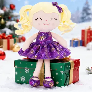 Gloveleya Plush Christmas Doll for Girls Soft Baby Doll 0 to 6 Years Old Christmas Gift Ideas Cute Cuddle Toy Perfect Birthday Present for Baby Girls Holiday Gift for Kids Nursery Playtime 12 inch