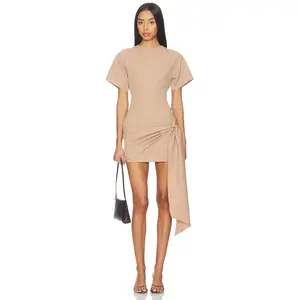 superdown SUPERDOWN Kirana Wrap Front Dress in Taupe