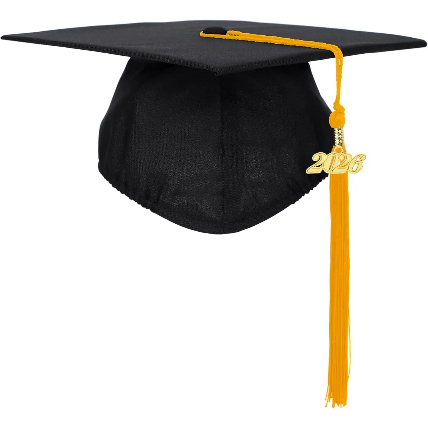 Unisex Adult 9"x9" Synthetic Matte Graduation Cap with Adjustable Band, Removable 2026 Year Charm Tassel, Grad Ceremony Photo Props, Grad Party Supplies, Fashion Accessory
