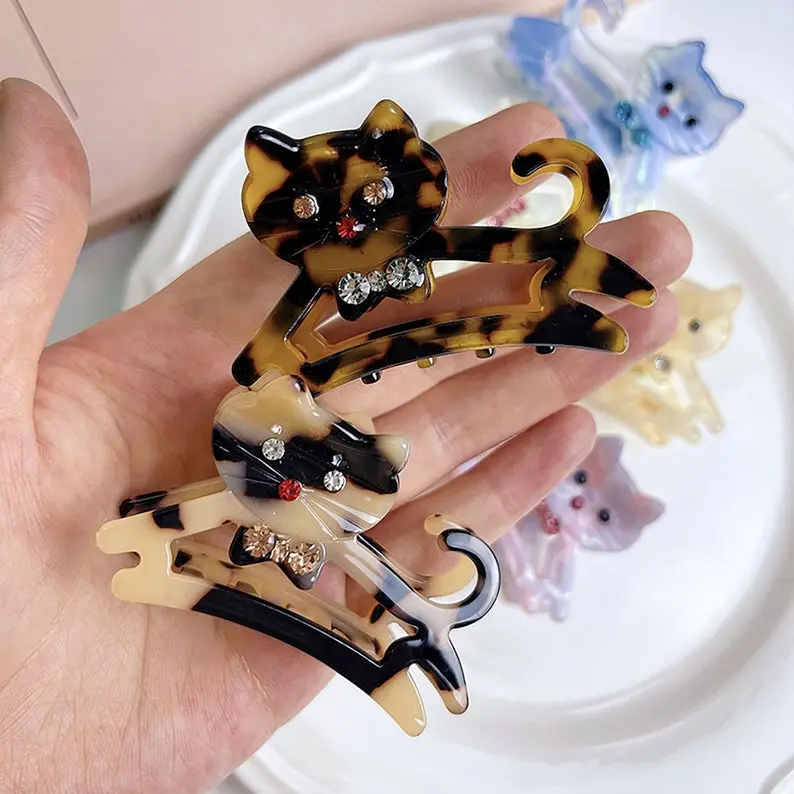 Cute Cat Hair Claw, Small Hair Clips, Acetate Cute Cat Hair Clip