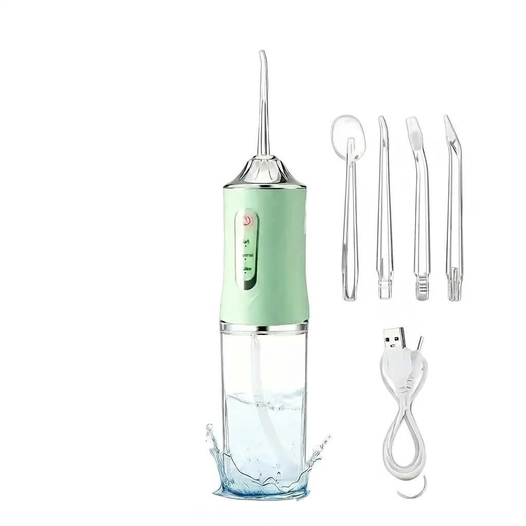 Cordless Rechargeable Oral Irrigator - Daily Self Care Product, Adjustable Dental Accessory for Plaque Removal & Gum Health, Portable with 4 Nozzles for Adults