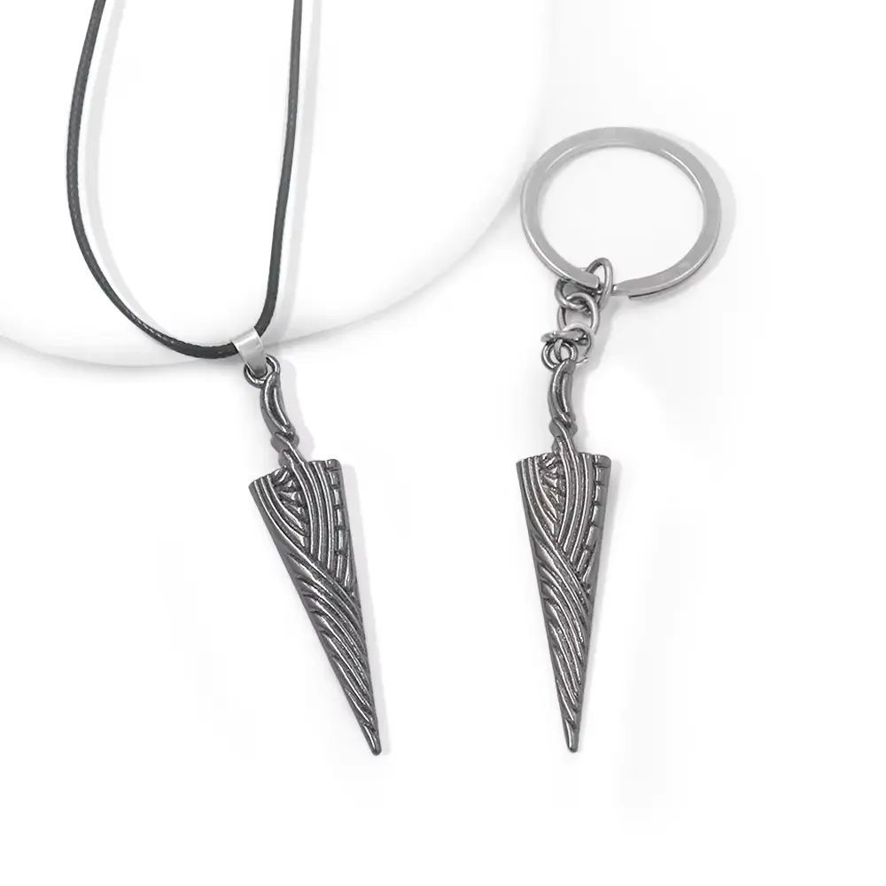 Hollow Knight Bone Nail Logo Necklace & Keychain – Pale King Metal Pendant for Fans