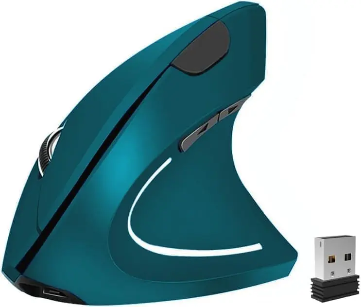 2.4G Wireless Vertical Mouse, Rechargeable Ergonomic Optical Mouse with 3 Adjustable DPI Levels (800/1200/1600) & 6 Buttons, for Laptop, PC, Desktop