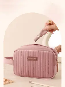 1pc Portable Makeup Bag for Women, Simple Cosmetic Organizer for Lipsticks and Skincare Products, Handheld Design for Easy Carry, Makeup Pouch