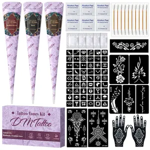 Tattoo Set Hand-Painted Paste Set Tattoo Paste Plant Temporary Hand-Painted Waterproof Body Paint Body Art Henna Cones Henna Stencil