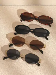 Unisex Y2K Trendy Oval Small Frame Glasses, Casual Metal Eyewear for All Seasons, Street Style Fashion Accessories, Oval Shape
