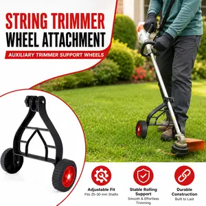 String Trimmer Wheel Attachment, Auxiliary Trimmer Mower Support Wheels, Weed Eater Wheels, Lawn Mower Support Wheel Adjustable Weed Trimmer for Walk-Behind Brush Cutter,Metal Plastic Structure Adjustable Wheel Attachment for Weed Trimmer