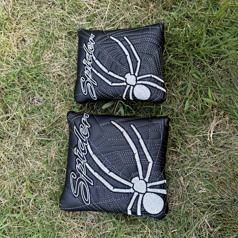 Spider Embroidered Golf Putter Cover, Golf Accessory, Waterproof & Wear-Resistant Design, Durable PU Material, Perfect for Golf Clubs Protection
