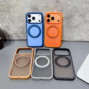 Magnetic Couple Phone Case with Fashion Matte Texture, 360-Degree Rotating Bracket for iPhone 13,14,15,16,17 Pro Max - Casing with Protection, Holiday iPhone Accessory