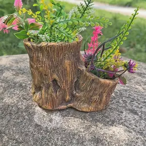 Creative Resin Succulent Plant Pot, Wood Carving Root Sculpture Planter, Eco-Friendly Tree Stump Decorative Statue Holder, Garden Planter, Rustic Flower Pot