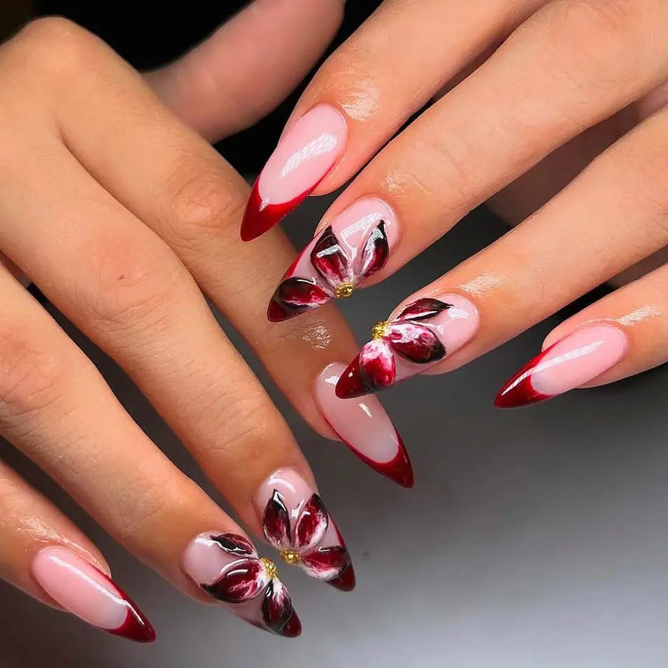 Wedding Nails, Flower Nails Hand Painted Nail, Custom Press On Nails, 3D Nails, Flower Nails, Acrylic Nails, Fake Nails, Nail Art, Floral Nails