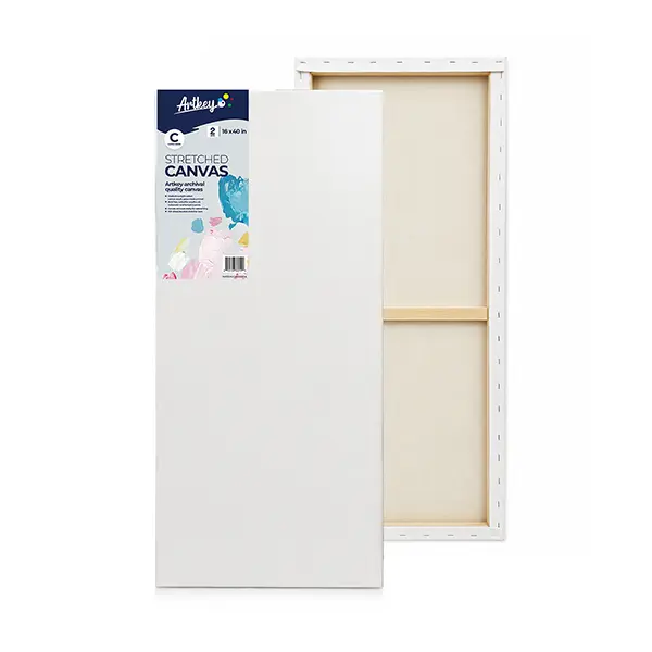 Stretched Canvases for Painting 16x40 Inch 2-Pack, 12.3 oz Triple Primed Acid-Free 100% Cotton Long Blank Canvas, Large Art Canvases for Oil Paint Acrylics Pouring & Wet Art Media, Pour Painting
