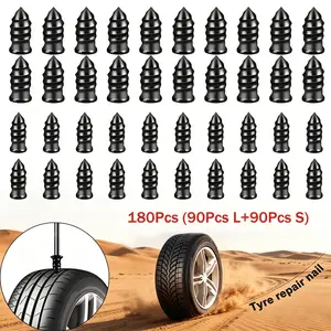 180/120/60Pcs Tire Repair Screws Plugs, Self-service Tyre Repair Vacuum Rubber Nails Kit for Car/Motorcycle/Truck/Tractor, 2 Sizes 5.2x12mm & 6.6x15mm, High-Quality Premium Rubber, Perfect Sealing, Emergency Fix fathersdaygiftideas
