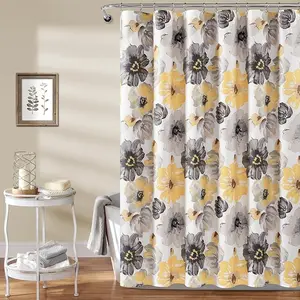 Floral Shower Curtain Polyester Bathroom Curtain Vintage Botanical Bath Decor 72x72 Inch Elegant Design for Standard Enclosures