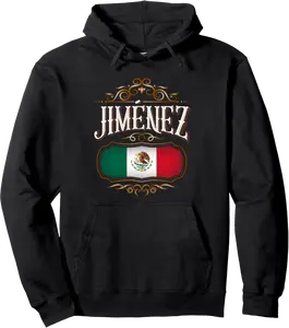 Apellido Jiménez con bandera de México versión vintage Pullover Hoodie - Kadashya Shop 73B0CP9TGG34