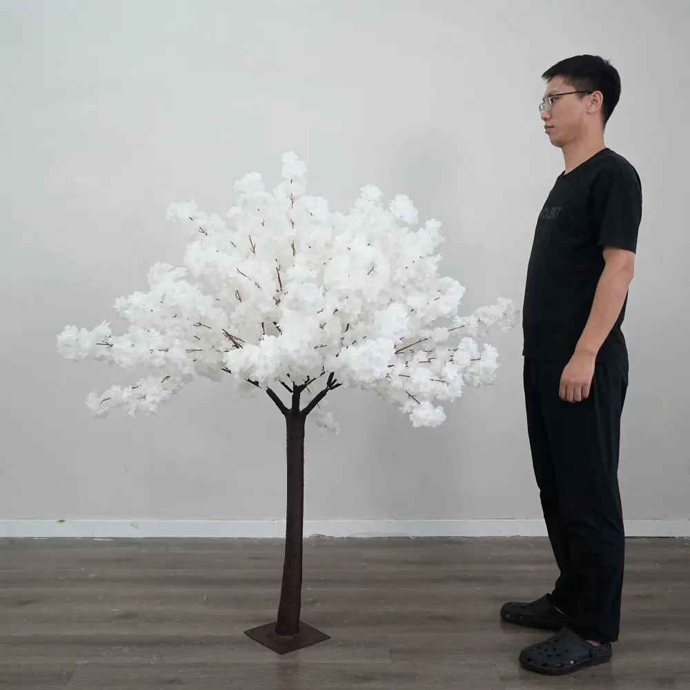 Faux Cherry Blossom Tree Artificial Flower Tree for Wedding Decor, Realistic White Sakura Tree Centerpiece, Wedding Party Decoration, Proposal Setup, Romantic Event Backdrop, Indoor Outdoor Celebration, Reusable Floral Decoration Display