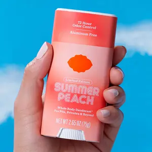 New! Limited Edition Summer Peach Whole Body Deodorant - Aluminum Free with Mandelic Acid, up to 72 hours of odor control