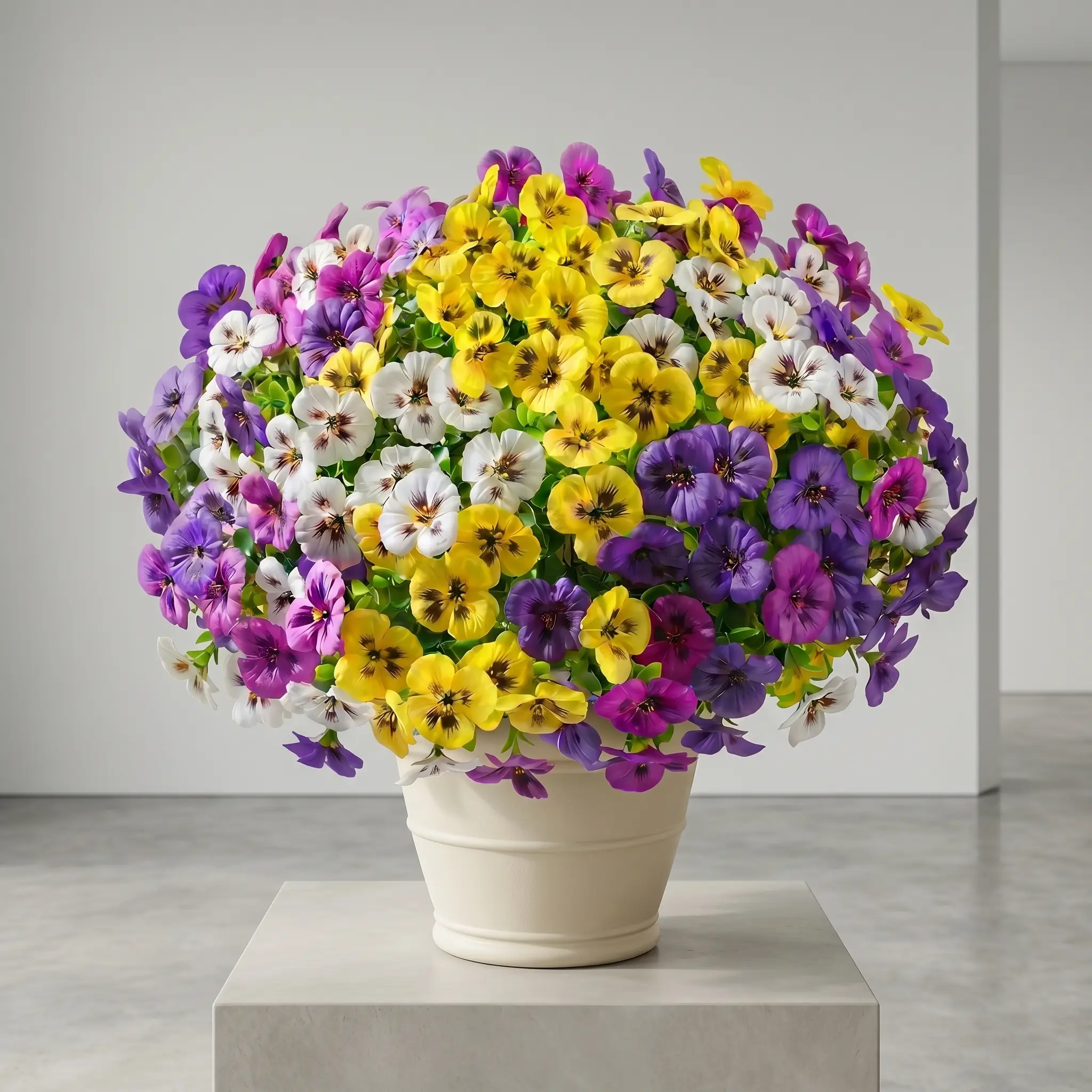 Chessie 4-Bundle UV-Resistant Faux Silk Pansy Artificial Flowers, Hyperrealism Decorative Ornaments, Floral Decor for Front Porch, Patio Planter, Engagement Event Home Garden Supplies