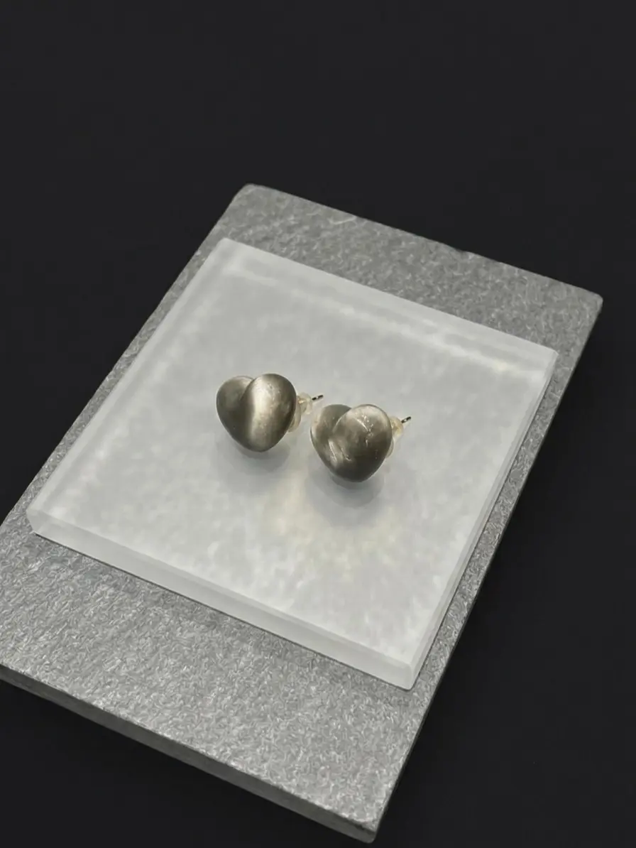 Brushed Heart Stud Earrings