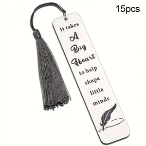 Stainless Steel Bookmark, Letter Pattern Bookmark with Tassel, Reading Bookmark for Teacher, Birthday Retirement Gift, Book Accessory