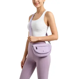 Lightweight Foldable Nylon Crossbody Fanny Pack, 2L Multi-Pocket Yoga Waist Sling Bag with Adjustable Strap for Daily Sports