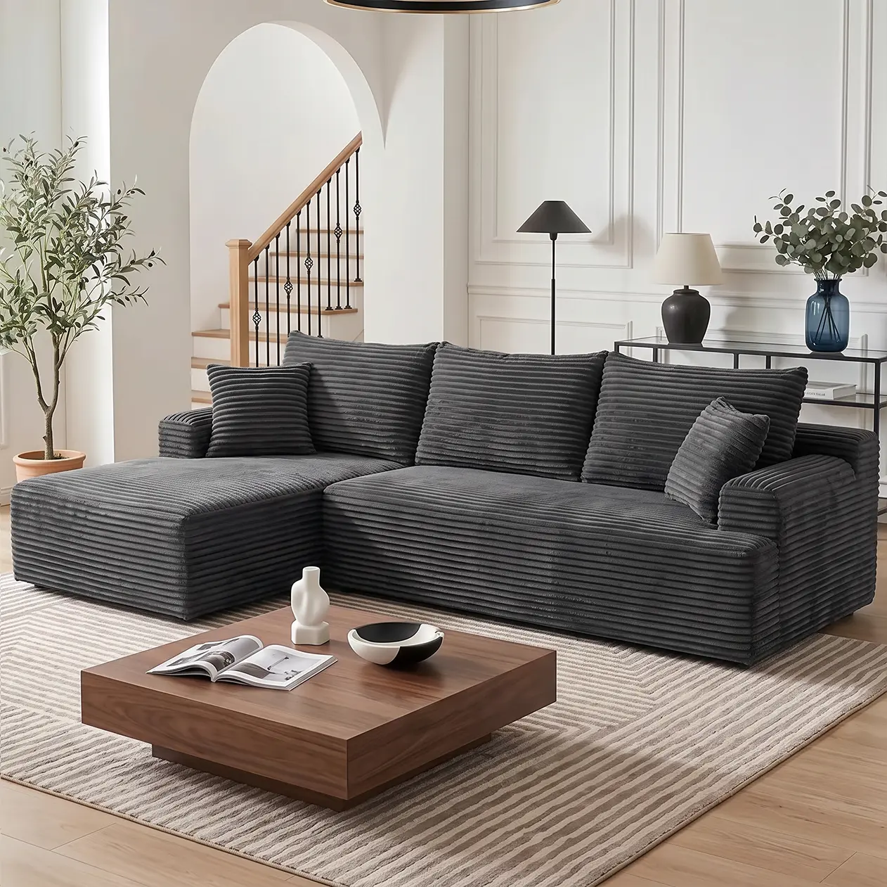 NordFun 96in Boneless Couch, Boneless Sectional Couch, Cloud Couches, Modern Living Room Furniture, Cozy Couches & Sectional Couches for Living Room