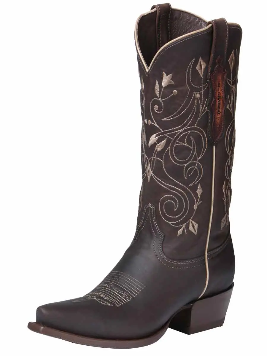 Women’s El General Limited Edition Classic Retro Leather Western Boot - Chocolate, Style 34511, Shoe, Footwear