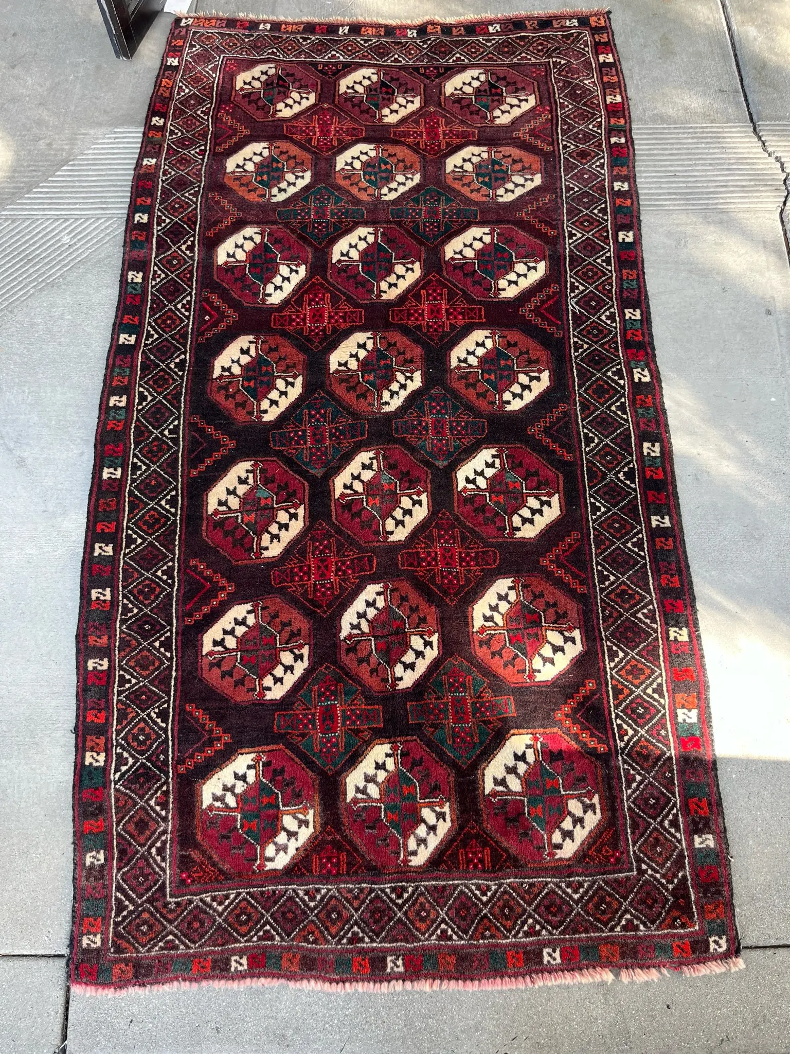 Vintage Turkoman Tribal Rug – Hand-Knotted Wool, Iran