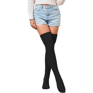 Women's Cable Knitted Thigh High Socks Leg Warmers Extra Long Warm Over Knee High Winter Stockings