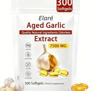 ELARE Aged Garlic Extract - 7500mg Odorless Per Servings, Potent Antioxidant Supplement, Immune Support, Vegetarian, All-Natural, Non-GMO, 300 Softgels