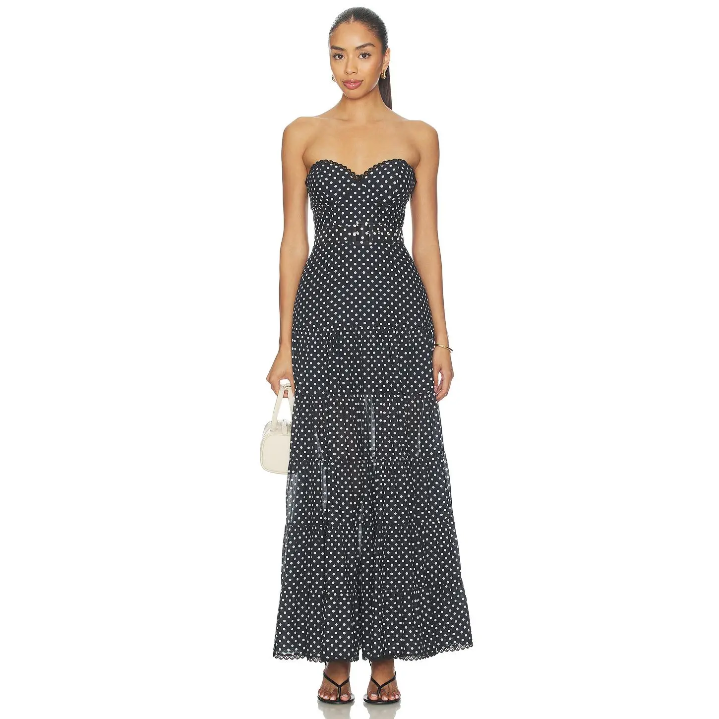 Charo Ruiz Ibiza Jimena Long Dress in Black Dots
