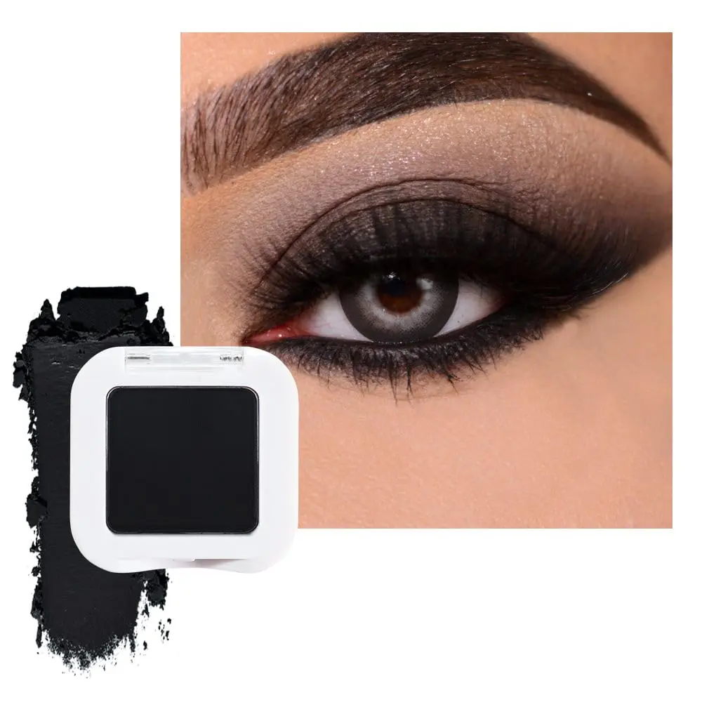 Matte Single Eye Shadow Palette Makeup, Deep Dark Black Monochrome Eyeshadow For Older Women, Mini Single Pressed Pigmented Waterproof Sombras Para Ojos