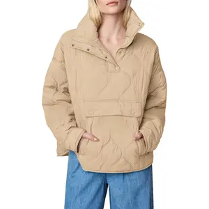 Imily Bela Womens Puffer Jackets Pullover Quilted Lightweight Jacket Long Sleeve Half Zip Up Coat with Pocket S-2X
