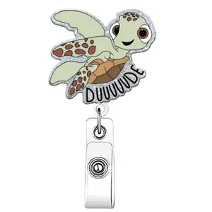Cute Turtle Design Badge Holder, Animal Shaped Badges, 1 Count Retractable Badge Reel, Creative ID Card Holder for Nurse Doctor Student Office Worker, Badge Reels Retractable