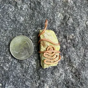Handcrafted Copper Wire Wrapped Stone Pendant - Unique Natural Rock Jewelry for Men and Women