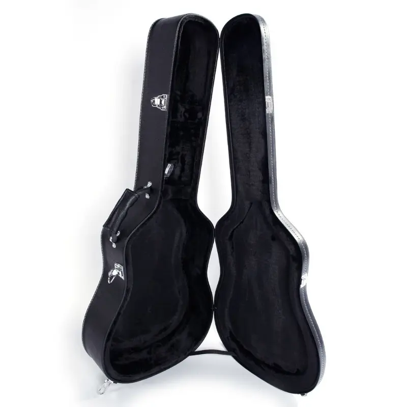 Durable 41-Inch Acoustic Guitar Hardshell Case for Folk Guitars with Microgroove Flat Black Finish & Accessory Storage