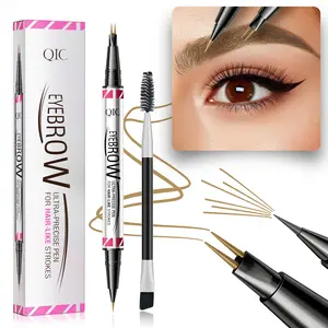 Eyebrow Pencil for Women, 2-in-1 Microblading Eyebrow Perwith 2-Claw Ultra-Fine Tip, Waterproof Long-Lasting BrowPencil, Hair-Like Strokes for Natural Fuller Brows with Brow Brush,Light Brown